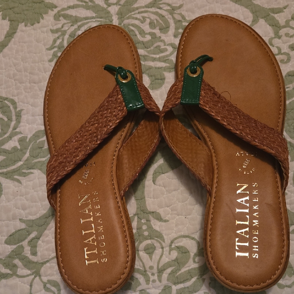 Italian Shoemakers Brown and Green Sandals
